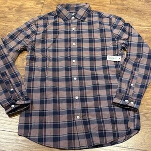 Amazon Essentials Men's Plaid Shirt - Navy and Tan